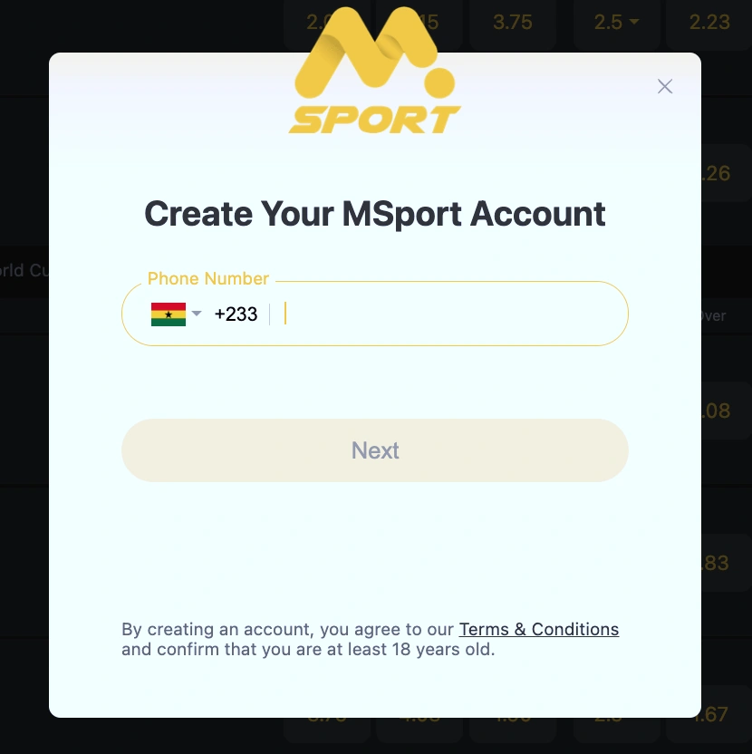 Step-by-step MSport account creation guide