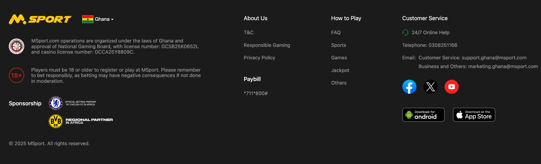 Information banner before MSport FAQ section